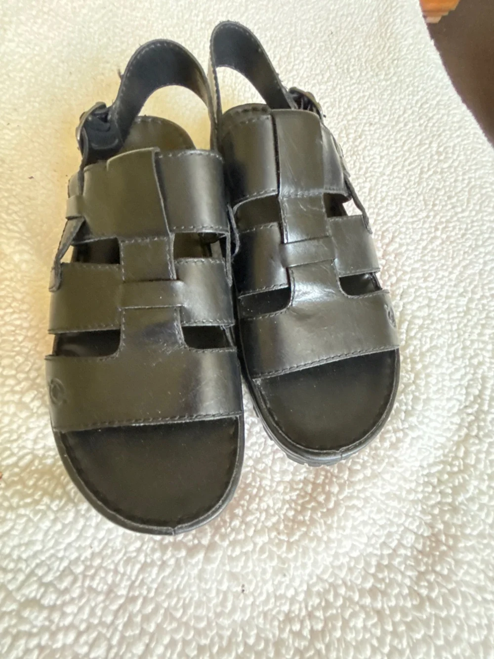 Born Men's Black Leather Fisherman-Style Slingback Sandals